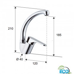 Смесител за кухненска мивка ЕКО дизайн "Omega" OME614CLT8