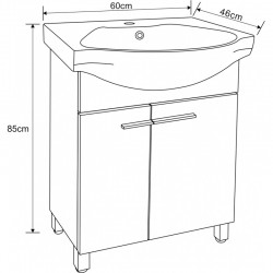 Широк PVC шкаф за баня стоящ ICP 7055