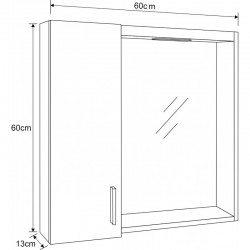 Oгледален PVC шкаф за баня ICMC 1013 60