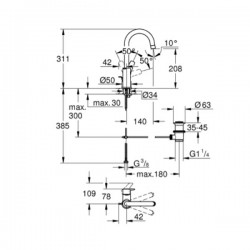 Смесител за мивка EUROSMART L Grohe