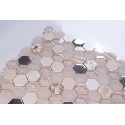 Плочки стъклена мозайка Hexagono Beige Nacar Плочки стъклена мозайка Hexagono Beige Nacar