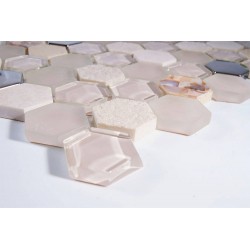 Плочки стъклена мозайка Hexagono Beige Nacar Плочки стъклена мозайка Hexagono Beige Nacar