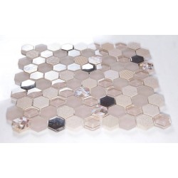 Плочки стъклена мозайка Hexagono Beige Nacar Плочки стъклена мозайка Hexagono Beige Nacar