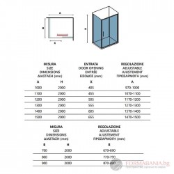 Правоъгълна душ кабина Lea 400 & L-3811 Chrome 70х100