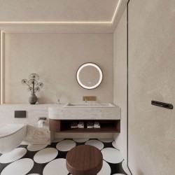LED огледало за баня ICL 1857WOODEN-60 с тъмна дървена рамка