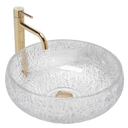 Стъклен умивалник за плот Ice Cristal