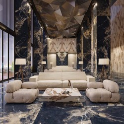 Гранитогресни плочки Pierre Black Calacatta Gold - луксозен мраморен стил