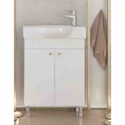 Мебел за баня бял долен шкаф и огледало – Litos 55 SG White
