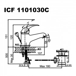 Месингов смесител ICF 1101030C за мивка с изпразнител 