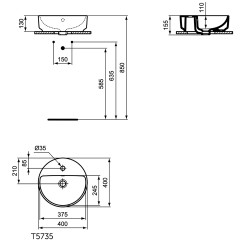 Кръгла мивка за плот Ideal Standard i.life O