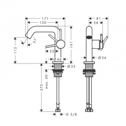 Смесител за умивалник Hansgrohe TECTURIS S 110 в бронз