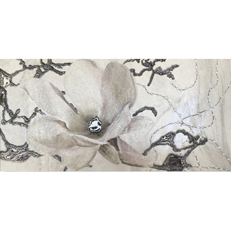 Плочки за баня флорал декор Decor Perla Silver Плочки за баня флорал декор Decor Perla Silver